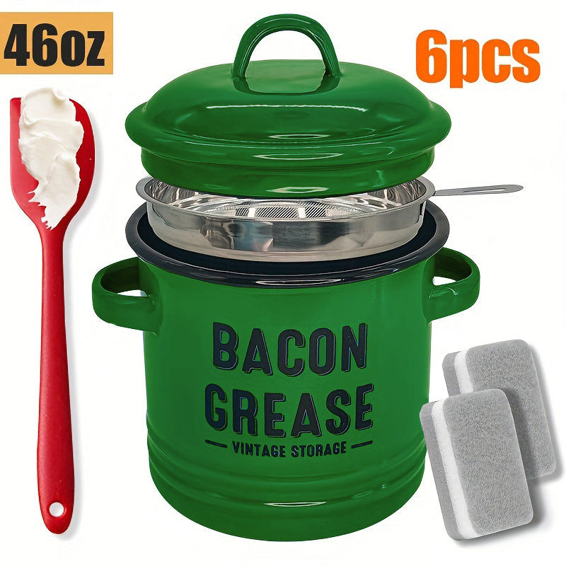 Kitchen Bacon Drippings Container with Strainer
