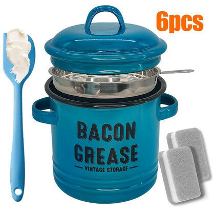 Kitchen Bacon Drippings Container with Strainer