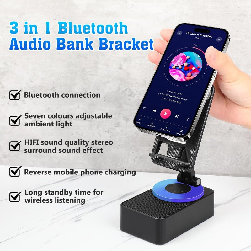 Portable 3-in-1 Collapsible Bluetooth Speaker Power Bank