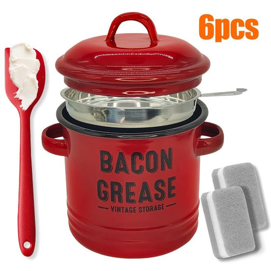 Kitchen Bacon Drippings Container with Strainer