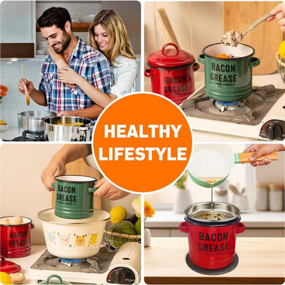 Kitchen Bacon Drippings Container with Strainer