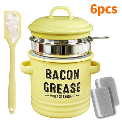 Kitchen Bacon Drippings Container with Strainer