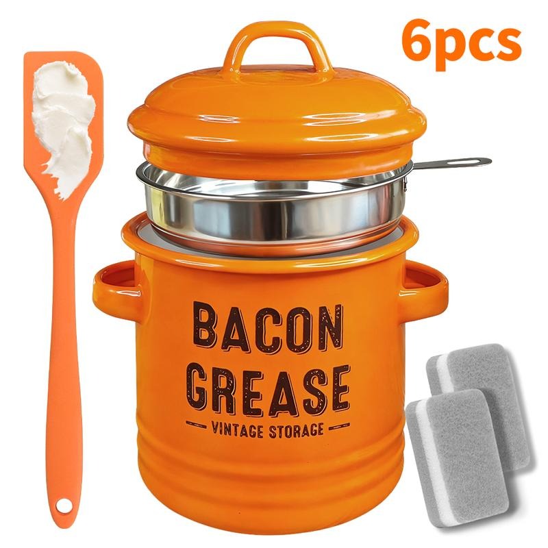 Kitchen Bacon Drippings Container with Strainer