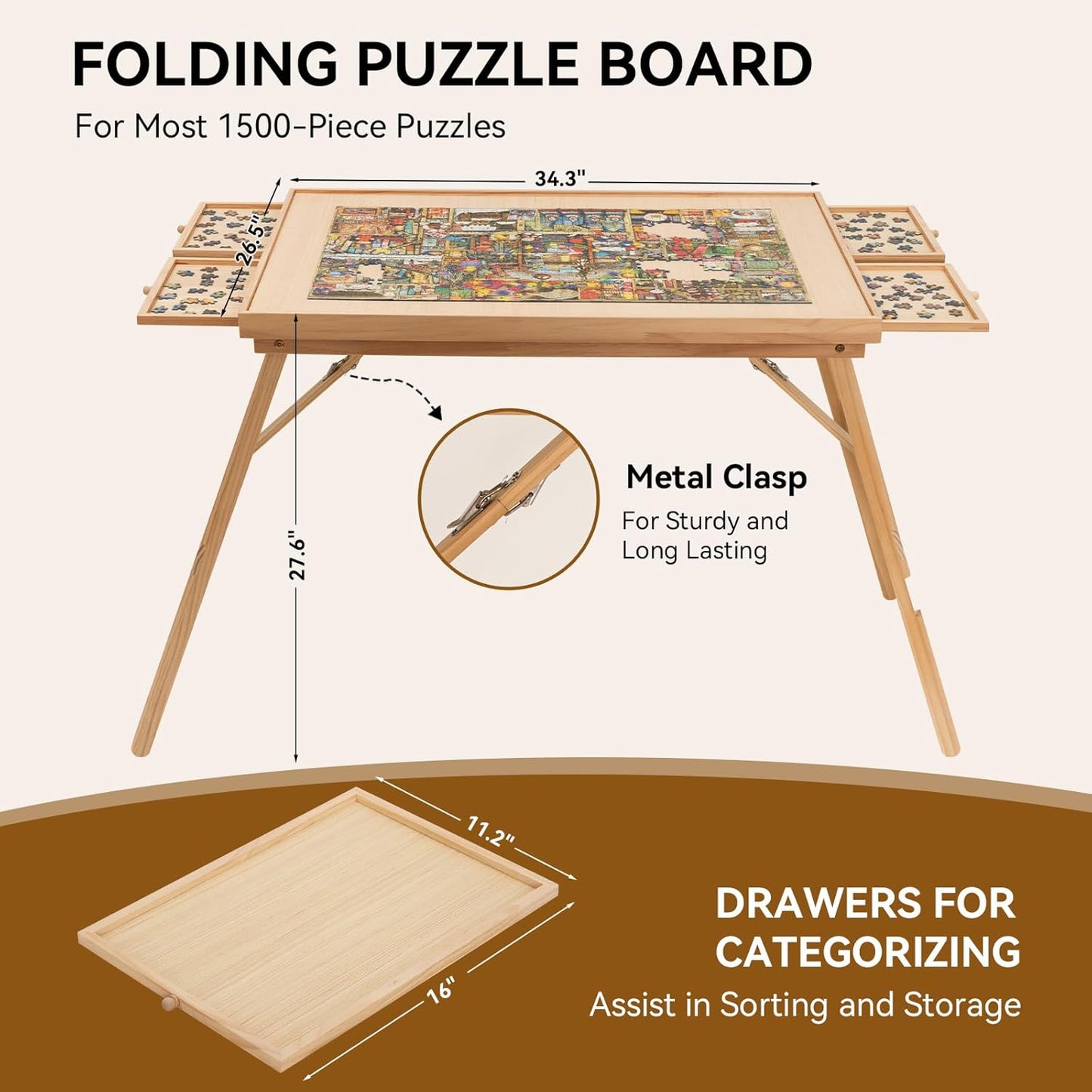 Jigsaw Puzzle Table with Storage