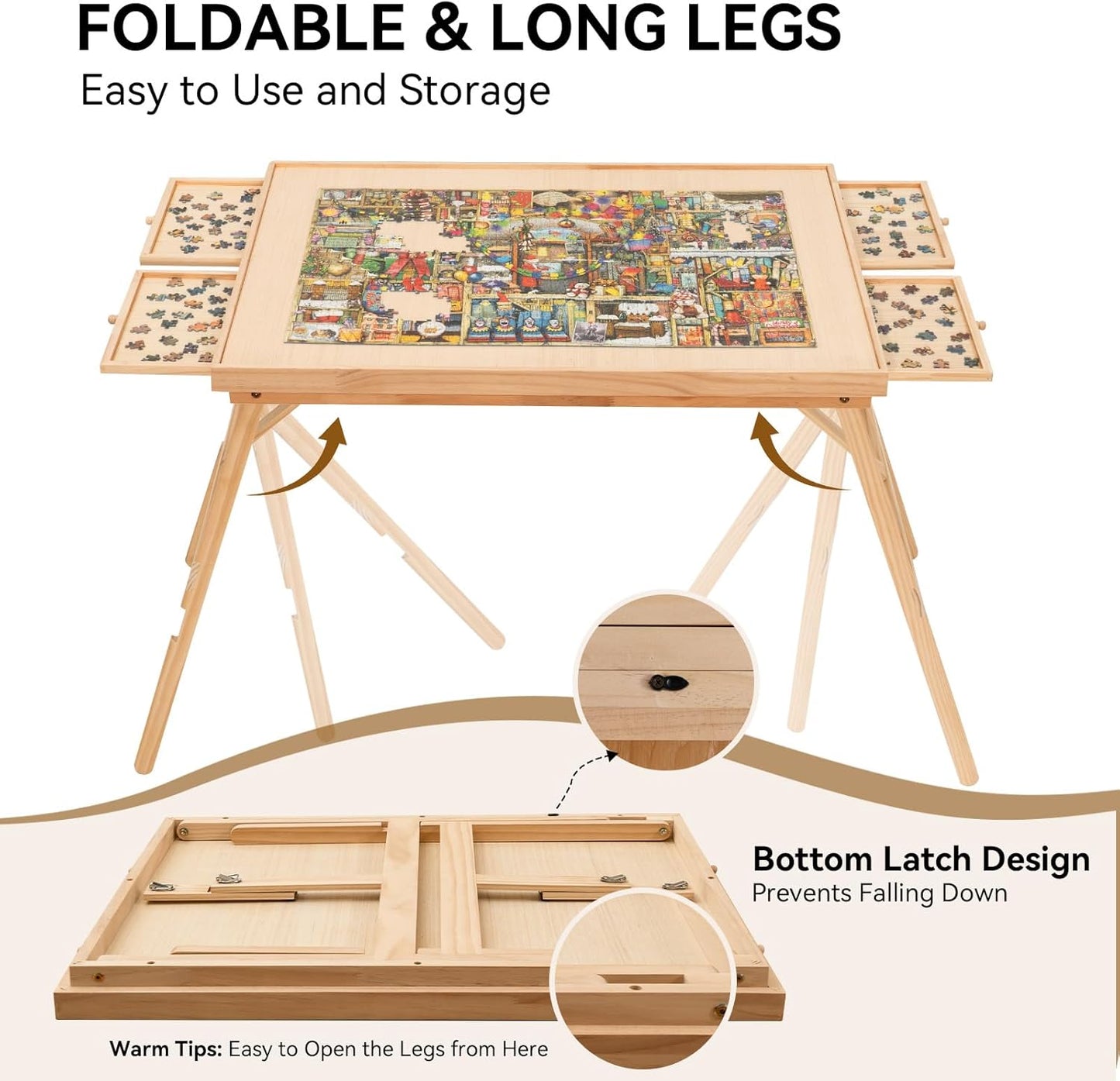 Jigsaw Puzzle Table with Storage