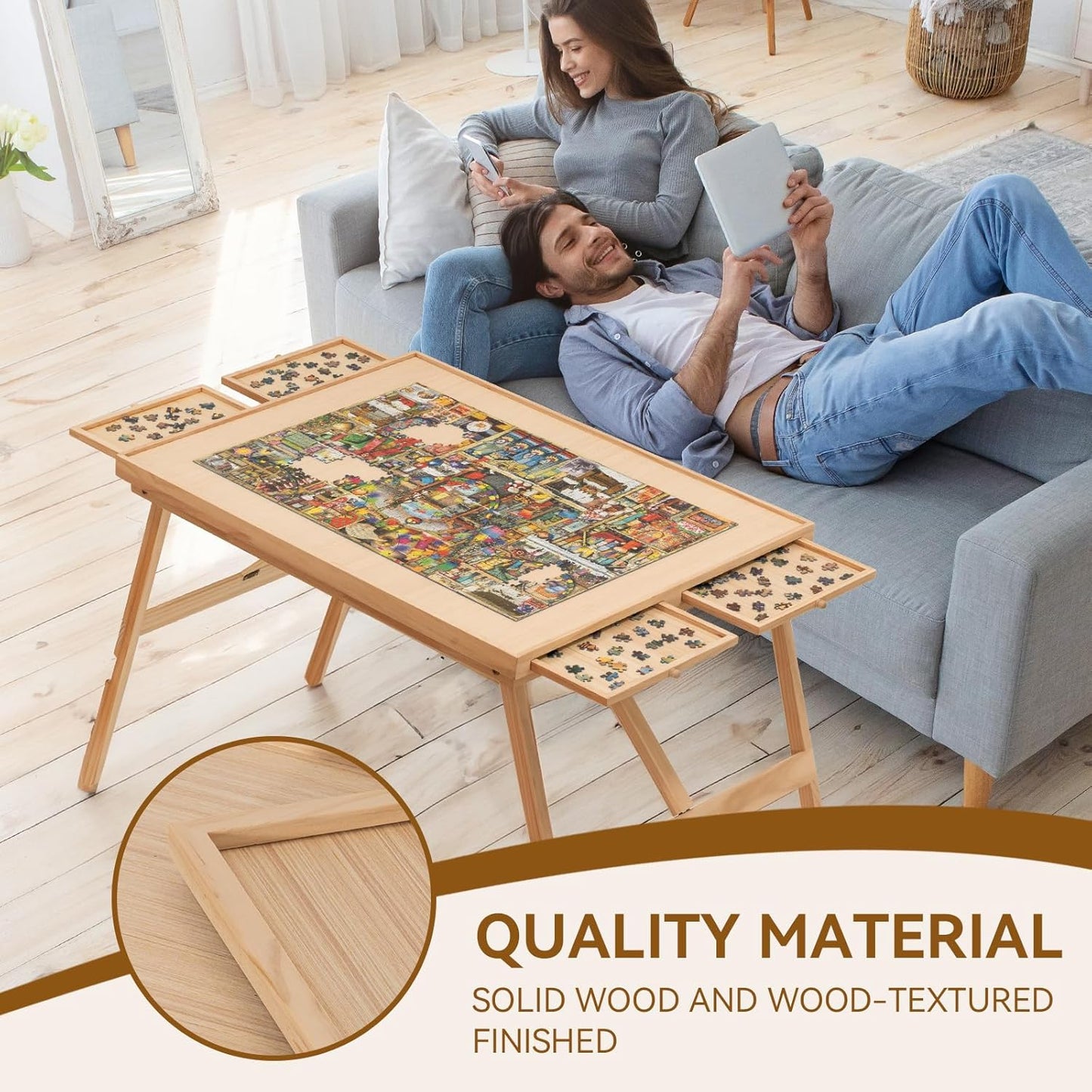Jigsaw Puzzle Table with Storage