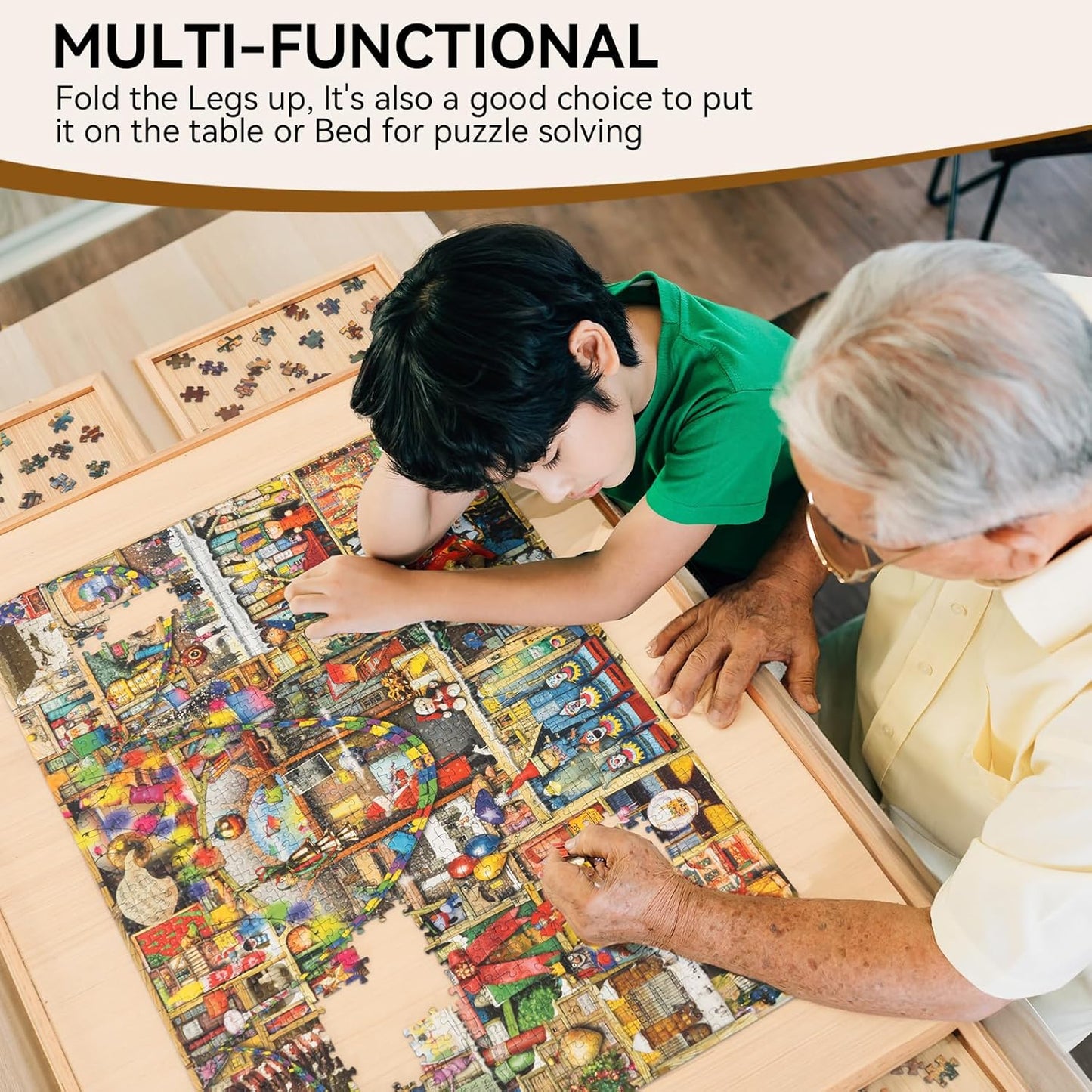 Jigsaw Puzzle Table with Storage