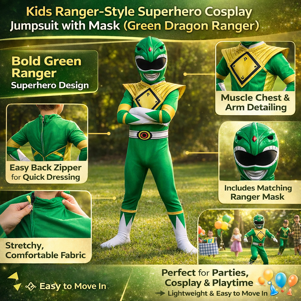 Kids Superhero Costume Jumpsuit with Mask