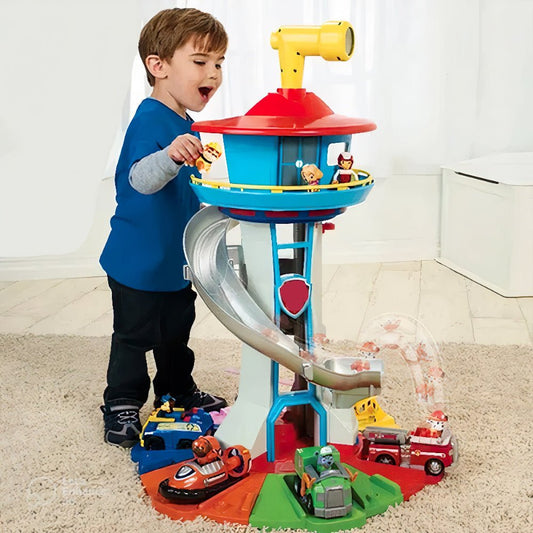 Sturdy Kids Climbing Playset Slide with Toy Cars