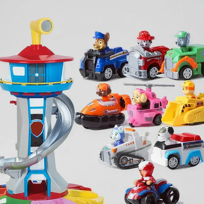 Sturdy Kids Climbing Playset Slide with Toy Cars