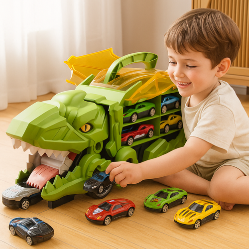Fun Kids Dinosaur Vehicle Playset Carrier Truck
