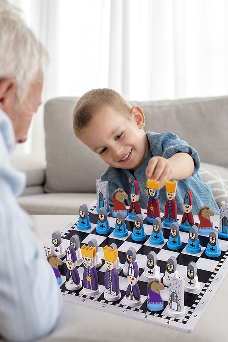 Children's Educational Wooden Chess Board Game Set