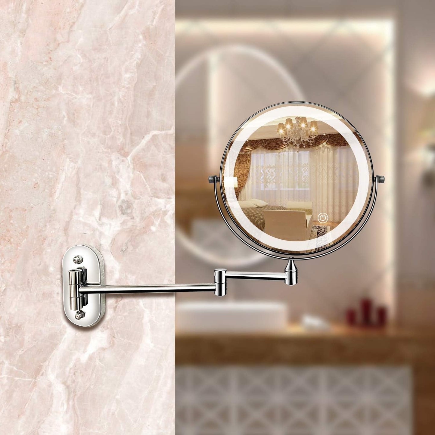 Stylish Circular LED Lighted Bathroom Mirror