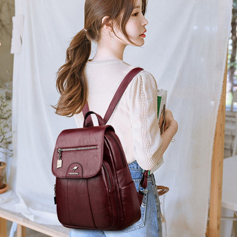 Premium Daily Genuine Leather Ladies Backpack