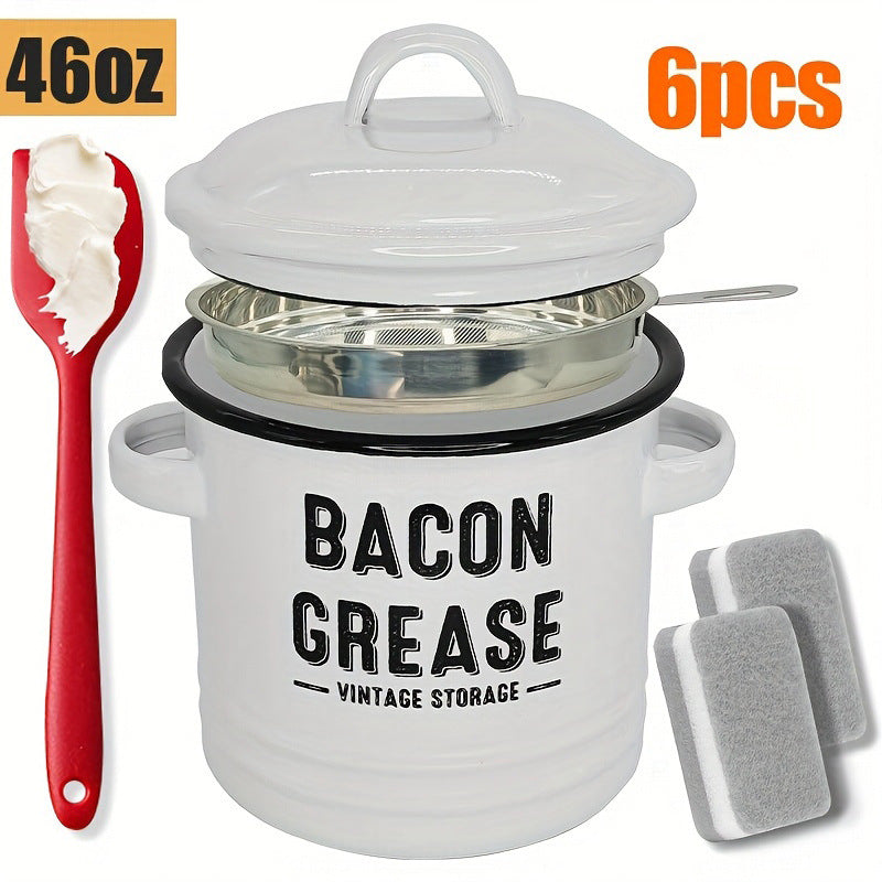Kitchen Bacon Drippings Container with Strainer