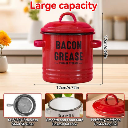 Kitchen Bacon Drippings Container with Strainer
