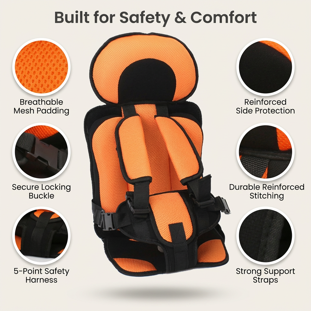 Compact Child Car Booster Seat - Safe Travel Harness