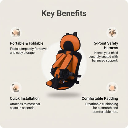 Compact Child Car Booster Seat - Safe Travel Harness