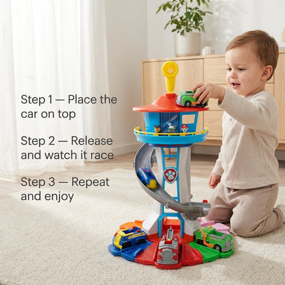 Sturdy Kids Climbing Playset Slide with Toy Cars