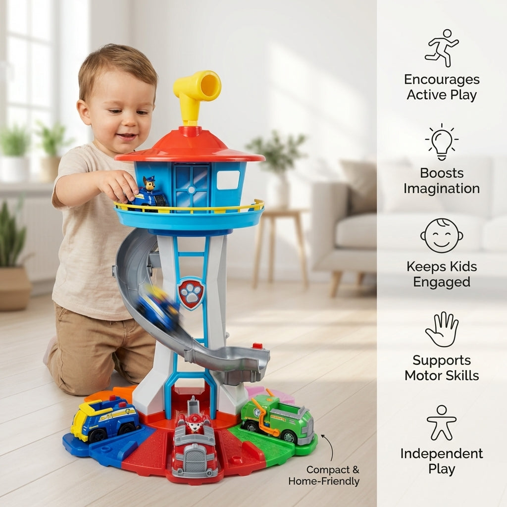Sturdy Kids Climbing Playset Slide with Toy Cars