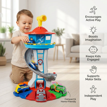 Sturdy Kids Climbing Playset Slide with Toy Cars