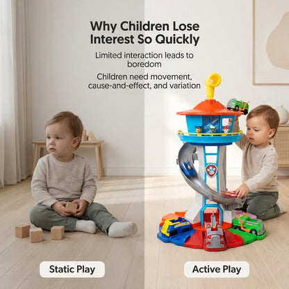 Sturdy Kids Climbing Playset Slide with Toy Cars
