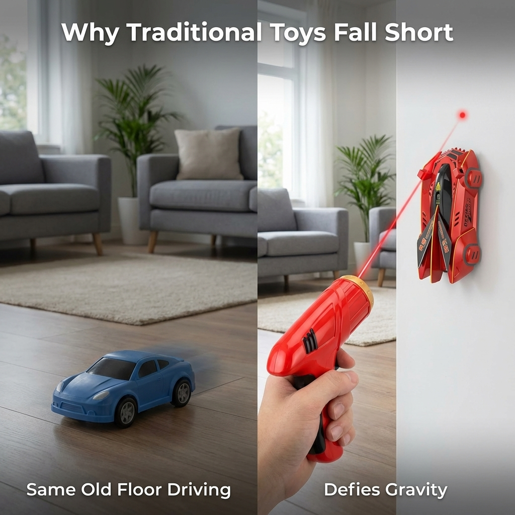 Fast RC Wall Crawler LED Stunt Car Toy for Kids