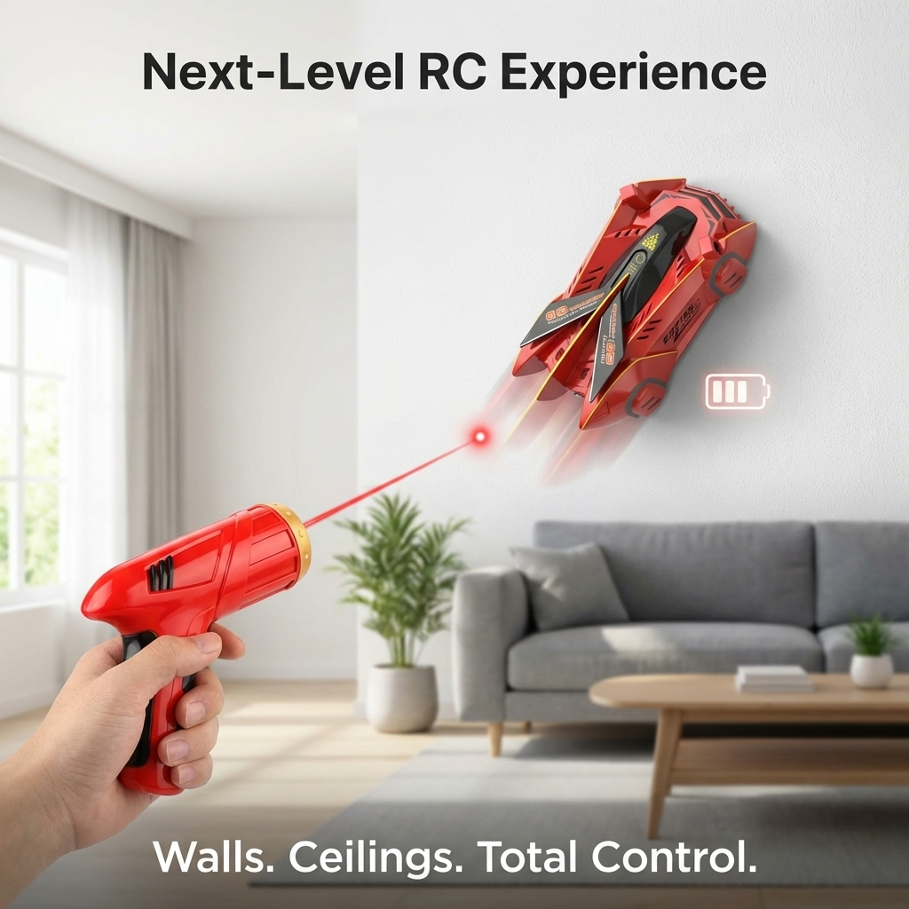 Fast RC Wall Crawler LED Stunt Car Toy for Kids